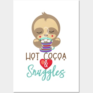 Sleeping Sloth Hot Cocoa and Snuggles Posters and Art